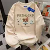 Estilo Fofo Nova Blusa de Moletom com Gola Redonda 2025 para Mulheres no Outono e Inverno Forrada com Fleece e Espessada Solta Moda Versátil Tops Tendência Ins