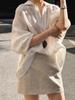 Explosiones de autorretención recomiendan ~ camisa casual holgada francesa de lino blanco de alta gama para mujer, top de verano con protección solar