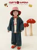Wulibu 2026 Conjunto de Moda Infantil Primavera y Otoño Nueva Chaqueta de Mezclilla con Solapa Jeans Rectos Holgados