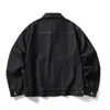 Chaqueta de mezclilla retro de moda estilo japonés Rumeng con costuras visibles, unisex, de otoño, corte holgado, ropa de trabajo, chaqueta casual para pareja