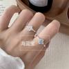 Anillo de Plata de Ley S925 Estilo Coreano Flor Aguamarina Anillo Abierto para Mujer Fresco y Dulce Ins Lujo Ligero Sentido de Alta Gama