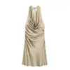 Fabricante Mayorista de Ropa para Mujer Transfronteriza Moda Europea y Americana 2026 Vestido Versátil de Ajuste Delgado con Espalda Descubierta y Cuello Halter