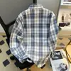 Camisa Masculina 2025 Primavera Nova Chegada Tendência Fashion Versátil Masculina Manga Longa Xadrez Masculino