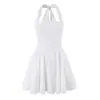Comercio exterior transfronterizo ropa de mujer 2026 moda europea y americana casual ajustada con fruncido en la cintura vestido de cuello halter para mujer C36855 algodón