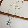 Hermoso collar con colgante de concha de estrella de mar azul cielo, pendientes, collar para mujer, temperamento dulce de verano, clavícula versátil