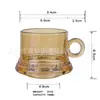 Xícara de café simples na cor âmbar, xícara de vidro para chá preto e chá de flores, xícara de chá do Oriente Médio, xícara com alça, xícara de café comercial para latte gelado