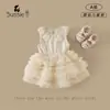 Vestido de verano para niña, modelo nuevo para bebés y niños pequeños, vestido de princesa para bebé niña Clase A, vestido tutú para pastel de cumpleaños de un año