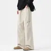 Pantalones deportivos de estilo americano con cordón recto para hombre, diseño holgado de pierna ancha adelgazante, pantalones casuales y versátiles para el trabajo