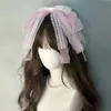 Diadema Irregular Azul y Blanco Estilo Moka con Encaje Lolita Multicapa