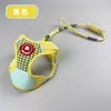 Conjunto de Coleira e Peitoral para Cães Pequenos Cachorro Teddy Bichon Estilo Colete Xadrez Coleira Anti-puxão para Cachorro