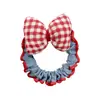 Princesa em Fuga~Elástico de cabelo de laço de brim vermelho doce estilo coreano, corda de cabelo retrô da moda, acessório de cabelo