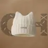 Gorro de Lana Estilo Coreano con Orejas de Gato para Mujer, Circunferencia de Cabeza Grande, Gorro para el Frío, Otoño e Invierno, Engrosado, Protección contra el Frío, Calidez, Gorro de Felpa Tejido