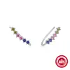 Nuevos pendientes de plata de ley 925 de una hilera de diamantes de colores, clip para oreja, europeos y americanos, superventas, personalidad elegante, pendientes Super Flash