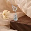 Colar S925 Prata de Lei Flor de Lótus Azul Natural com Cravação Completa de Diamante para Mulheres, Nova Corrente para Clavícula Estilo Chinês, Presente para Melhor Amiga