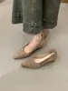 Primer Encuentro Jifa Zapatos Planos Elegantes Franceses para Mujer Otoño 2026 Suede Retro Correas Tejidas Corte Bajo Cuña Commute