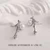 Novedad Pendientes de Burbuja Meteoro He Fang para Mujer, Moda Coreana y Japonesa, Pendientes Sencillos de Estrella de Cinco Puntas de Perla Lujo Ligero Venta al por Mayor