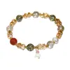 Pulsera de Perlas Irregulares de Colores y Cristales para Mujer, Pulsera Exquisita de Nicho de Lujo Ligero con Sentido de Sofisticación y Estilo de Gama Alta
