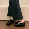 Novos Mocassins Femininos com Aumento de Altura Inlay Duas Formas Estilo Britânico Sapatos Pequenos de Couro Fivela Outono Versátil 2026 Velcro