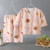 2026 Conjunto de Pijama de Algodão e Seda Infantil Verão Bebê Cardigã Fino Roupas de Casa Algodão Seda Roupas de Ar Condicionado
