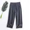 Una generación de nuevos pantalones cortos de verano para mujer con costuras de algodón de porcelana de hielo, contraste, holgados, cómodos, cintura elástica, ropa de casa