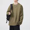 Toma real camiseta de algodón puro para hombre 240g Primavera/Otoño 2024 Nueva Marca Trendy Americana Camiseta Base Casual de Manga Larga