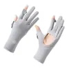 Guantes de Protección Solar para Mujer con Palma Hueca, Anti-UV, Antideslizantes para Vehículos Eléctricos, Delgados, Transpirables, Sin Dedos, de Seda Helada para Verano
