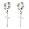 Pendientes Nuevos de Moda para Comercio Exterior Personalidad de Moda Clips para Orejas de Acero Inoxidable en Forma de Cruz para Hombres y Mujeres Sin Lóbulos Perforados