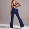 Mono sin mangas con cuello halter para mujer, estilo europeo y americano, con espalda descubierta, ajustado, para fitness y yoga