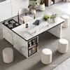 Mesa de Chá de Ardósia de Luxo Leve Italiana Combinação Sala de Estar Escritório Uso Duplo Mesa de Chá Kung Fu Mesa de Chá Móvel Integrada