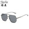 Gafas de sol polarizadas poligonales de moda para fotografía de cine y televisión para hombre, material de aleación de aluminio y magnesio, gafas de sol de metal que cambian de color para hombre.