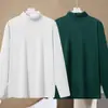 Ropa interior térmica con forro de terciopelo, engrosada y cálida, camiseta base unisex con cuello semi-alto, camiseta de manga larga de color liso, top de otoño