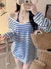 Ropa de Protección Solar Estilo Coreano, Camisa de Aire Acondicionado, Ropa de Mujer Rayada, Verano 2026 Delgado, Fresco, Transpirable, Anti-UV, Top Holgado