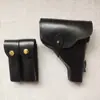 Funda Cruzada Estilo 92 Pistola de 9mm Marrón Negro Piel de Vaca Pura Atrezo para Cine, Televisión y Escenario Cruzada Fans Militares Clásico