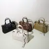 Bolso de Mano de Cuero de Vaca de Primera Capa de Nicho de Alta Gama, Bolso de Mujer Estilo Coreano, Bolso Tipo Bowling, Bolso Cruzado de Cuero Genuino para Viajes