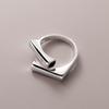 Anillo de plata geométrico escalonado, nuevo estilo coreano, diseño avanzado personalizado, apertura ajustable, anillo cuadrado para dedo índice.