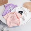 Camiseta de Algodón de Manga Corta Estilo Coreano para Niñas 2026 Nuevo Verano Moda Linda con Lazo para Bebés Niñas de 3 Años
