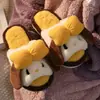 Pantufas Fofas de Pelo para Mulheres, Casa Outono/Inverno, Antiderrapante, Interno, Pantufas de Algodão Abertas na Ponta, Inverno Feminino, Desenho Animado, Popular no Instagram
