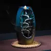 Queimador de incenso de cerâmica com refluxo criativo mudança de forno azul fonte esquerda e direita queimador de aromaterapia com refluxo ornamentos para casa