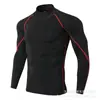 Amazon Venta Caliente Transfronteriza Ajuste Delgado Manga Larga Rayas Fitness Entrenamiento Versátil Hombres Secado Rápido Ropa Estilo Otoño/Invierno