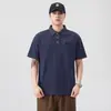 Estilo Nuevo Verano 2026 Camisa Polo de Manga Corta para Hombre con Retazos y Aspecto Vintage Lavado