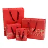 Bolsas de Regalo Estilo Étnico Rojas Bolsas de Papel al por Mayor Bolsas Tote Bolsas de Empaque Bolsas para Regalo de Agradecimiento Bolsas de Regalo