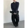 Tricô Falso de Duas Peças Estilo Retro Americano Old Money com Gola Henry para Homens no Outono e Inverno Tricô Camada Dupla Old Money Nouveau Riche