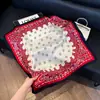 Bufanda Cuadrada Fina Estilo Coreano de Castaña para Mujer, Protección del Cuello, Bufanda Decorativa, Bufanda para Madre, Bufanda Cuadrada de Imitación de Seda, Venta al por Mayor