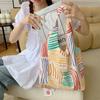 35201 Bolsa de Lona de Gran Capacidad con Línea de Color Contrastante Nueva Moda de Verano para Mujer Bolsa de Compras Bolso de Hombro de Tela Vvest