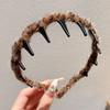 Diadema de Peluche Retro para Mujer 2025 Nuevo Otoño e Invierno Dientes Antideslizante Para Lavar la Cara Presiona el Cabello Diadema Pinza Fija Adorno para el Cabello