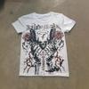 Marca de moda transfronteriza europea y americana Y2K, camiseta de manga corta con cuello redondo y estampado de calavera, chaqueta retro gótica Diablo para hombres y mujeres, venta al por mayor