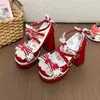 Zapatos Lolita, zapatos de tacón alto con lazos, adecuados para fiestas de té, versátiles zapatos Lolita blancos, zapatos Mary Jane adelgazantes de primavera