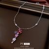 Colar Pingente Borla Flor de Zircônia, Corrente de Clavícula Nicho Fresca e Fashion, Joia Versátil Elegante e de Alto Padrão para Mulheres