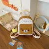 Bolsa de lona de oso pardo de dibujos animados, mochila bordada de lunares estilo japonés, linda y ligera, perfecta para que los niños la lleven al salir