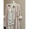 Camisa de linho feminina de verão, leve e relaxada, top de manga comprida com proteção solar, estilo old money, jaqueta camisa sofisticada de algodão e linho